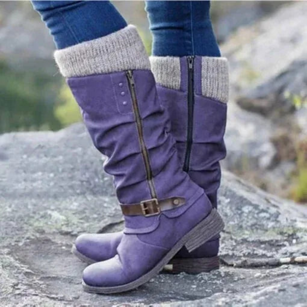 AMY - Warm-lined high boots with knitted edge