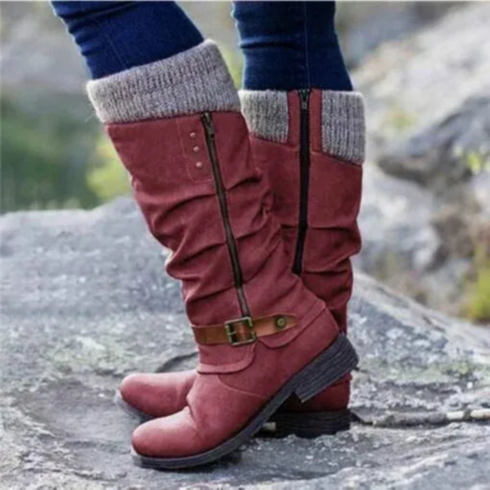 AMY - Warm-lined high boots with knitted edge