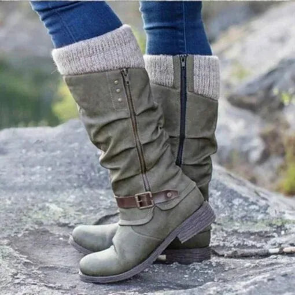 AMY - Warm-lined high boots with knitted edge