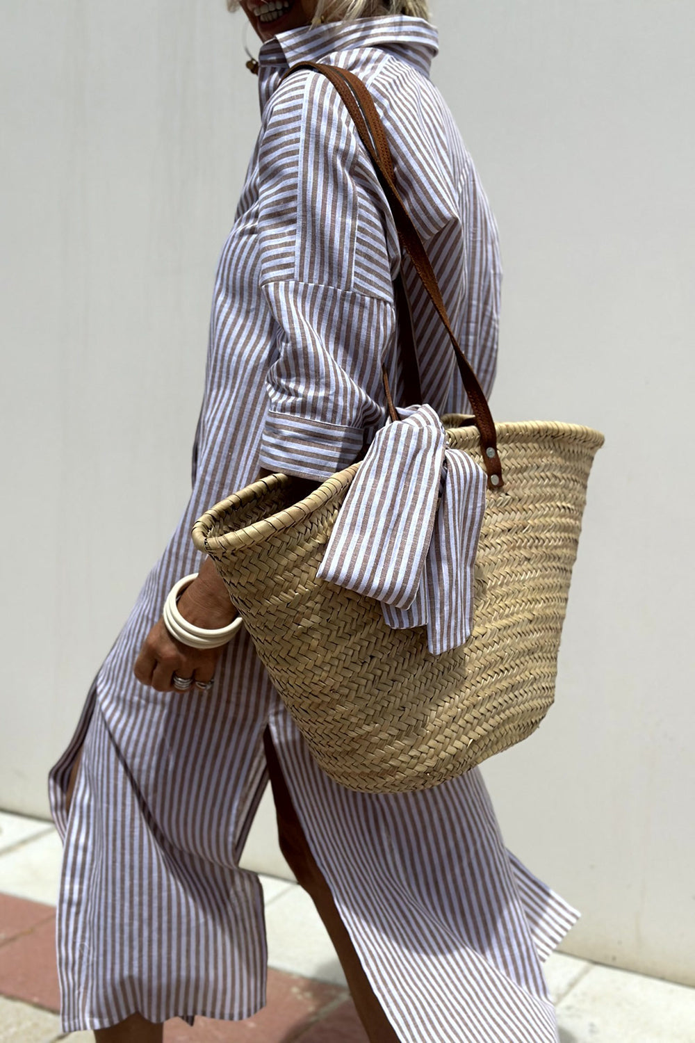 SOPHIA - Elegant Striped Shirt Dress