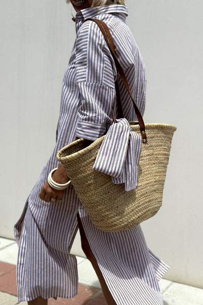 SOPHIA - Elegant Striped Shirt Dress