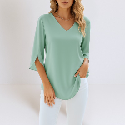 SOPHIE - Elegant Blouse with V-Neck and Slit Sleeves