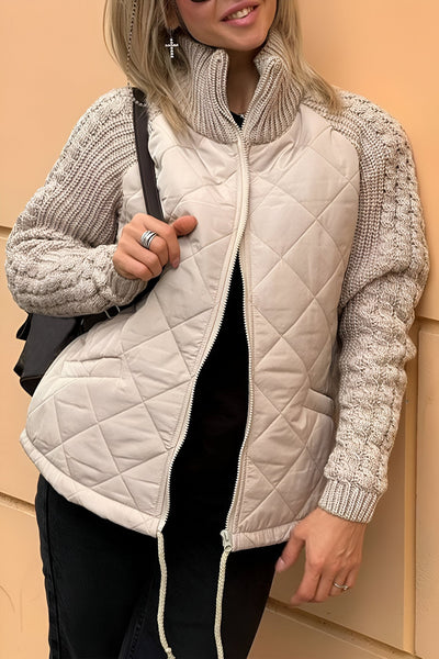 ANIYA - Knitted Patchwork Jacket with Zipper