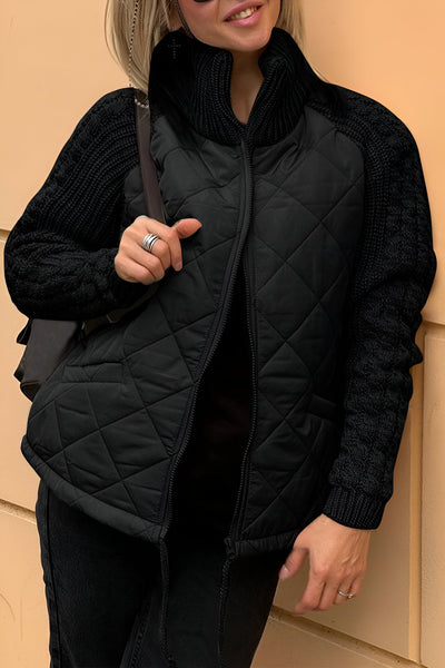 ANIYA - Knitted Patchwork Jacket with Zipper