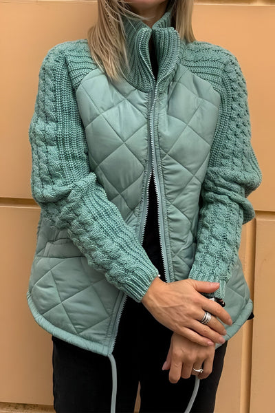 ANIYA - Knitted Patchwork Jacket with Zipper