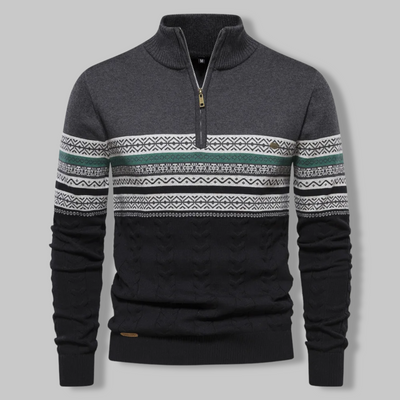 Alpina - Cotton Sweater with Zippered Collar
