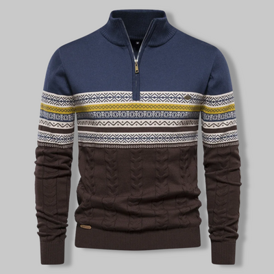 Alpina - Cotton Sweater with Zippered Collar
