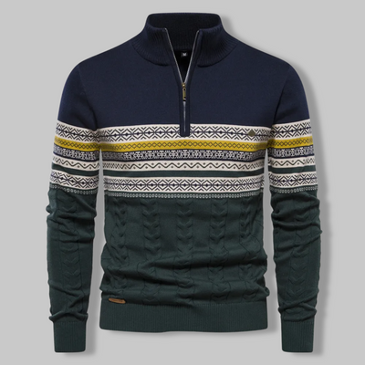 Alpina - Cotton Sweater with Zippered Collar