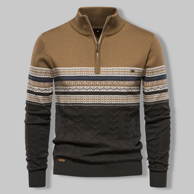 Alpina - Cotton Sweater with Zippered Collar