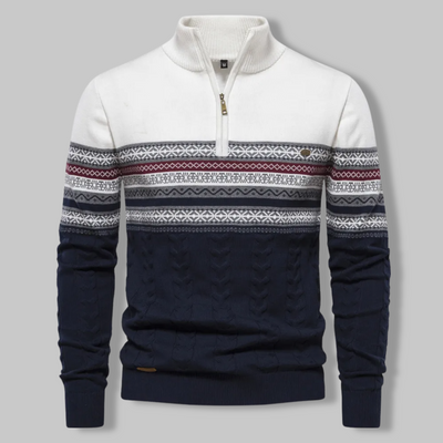 Alpina - Cotton Sweater with Zippered Collar