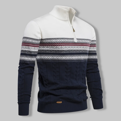 Alpina - Cotton Sweater with Zippered Collar