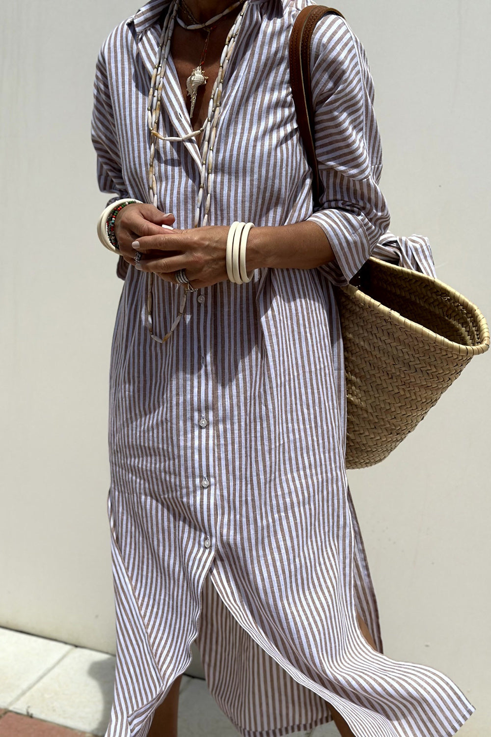 SOPHIA - Elegant Striped Shirt Dress