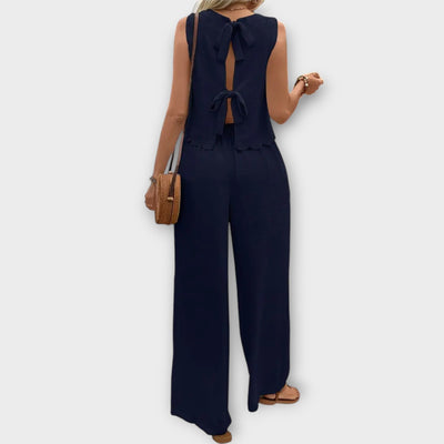 Valeria - Vest with Petal Trim & Long Pants