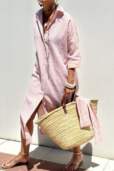 SOPHIA - Elegant Striped Shirt Dress