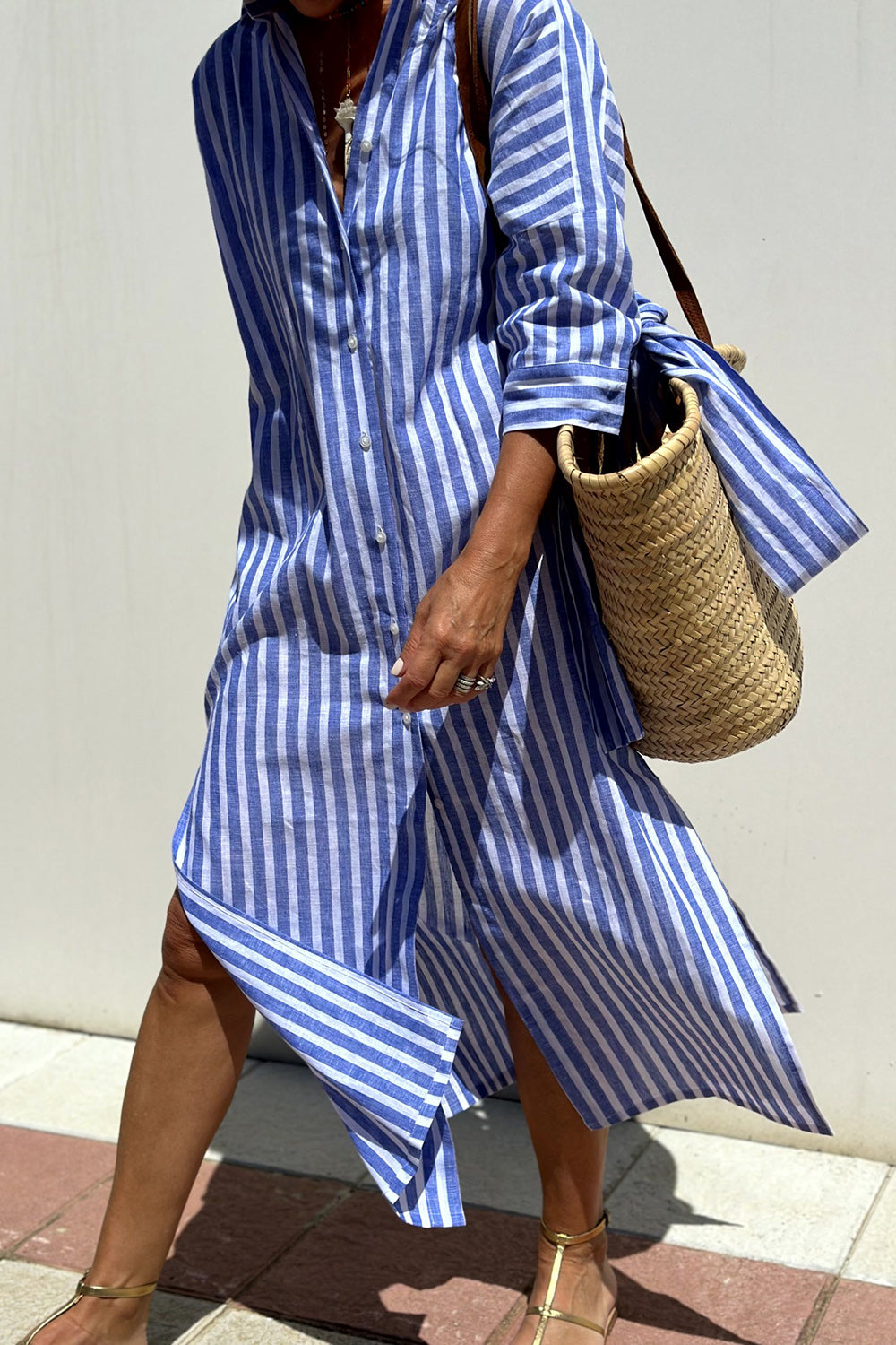 SOPHIA - Elegant Striped Shirt Dress