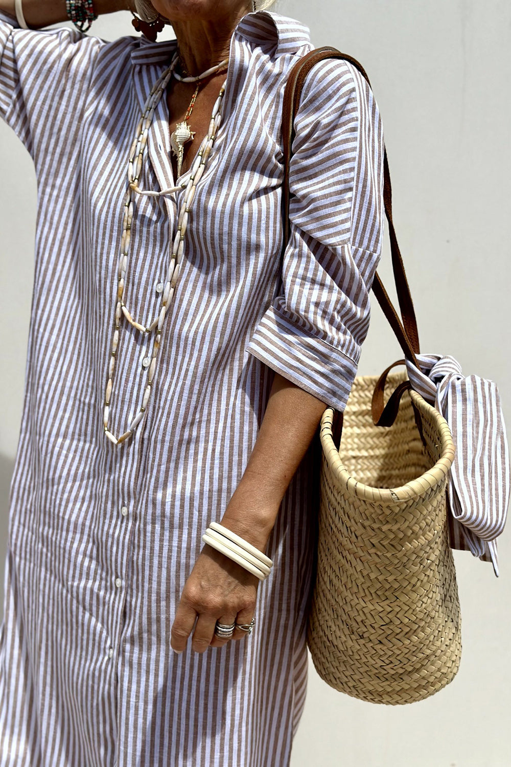 SOPHIA - Elegant Striped Shirt Dress