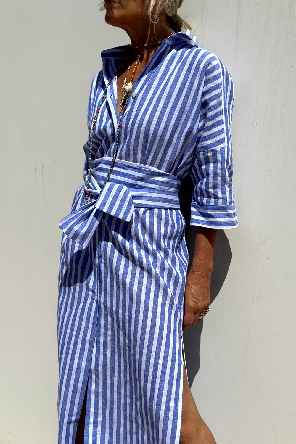 SOPHIA - Elegant Striped Shirt Dress