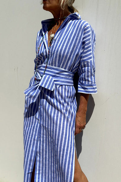 SOPHIA - Elegant Striped Shirt Dress