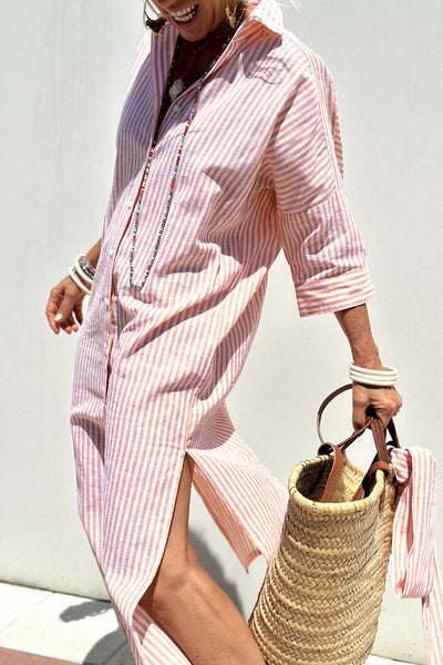 SOPHIA - Elegant Striped Shirt Dress