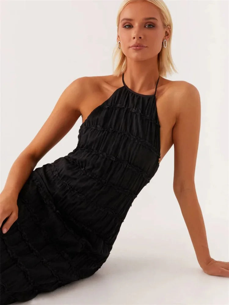 MONIQUE - Elegant Halter Maxi Dress with Open Back