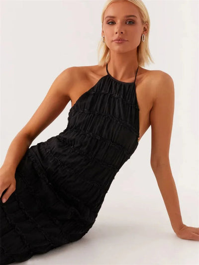 MONIQUE - Elegant Halter Maxi Dress with Open Back