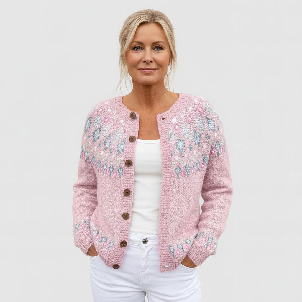 SARAH - Loose Knit Cardigan with Pattern